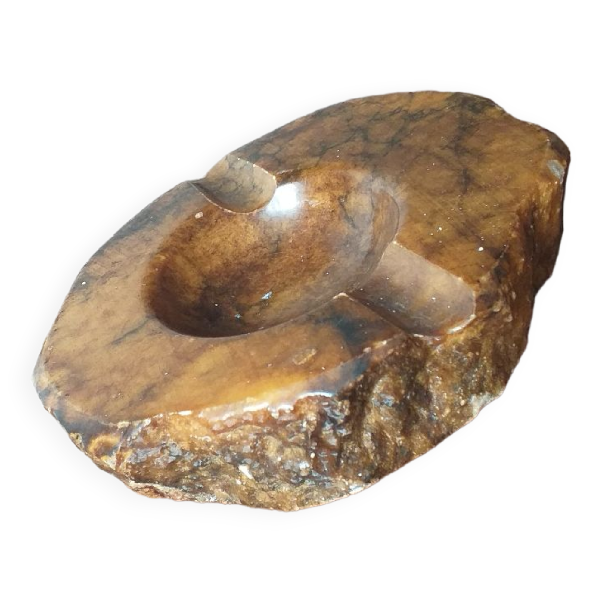 Brown alabaster ashtray