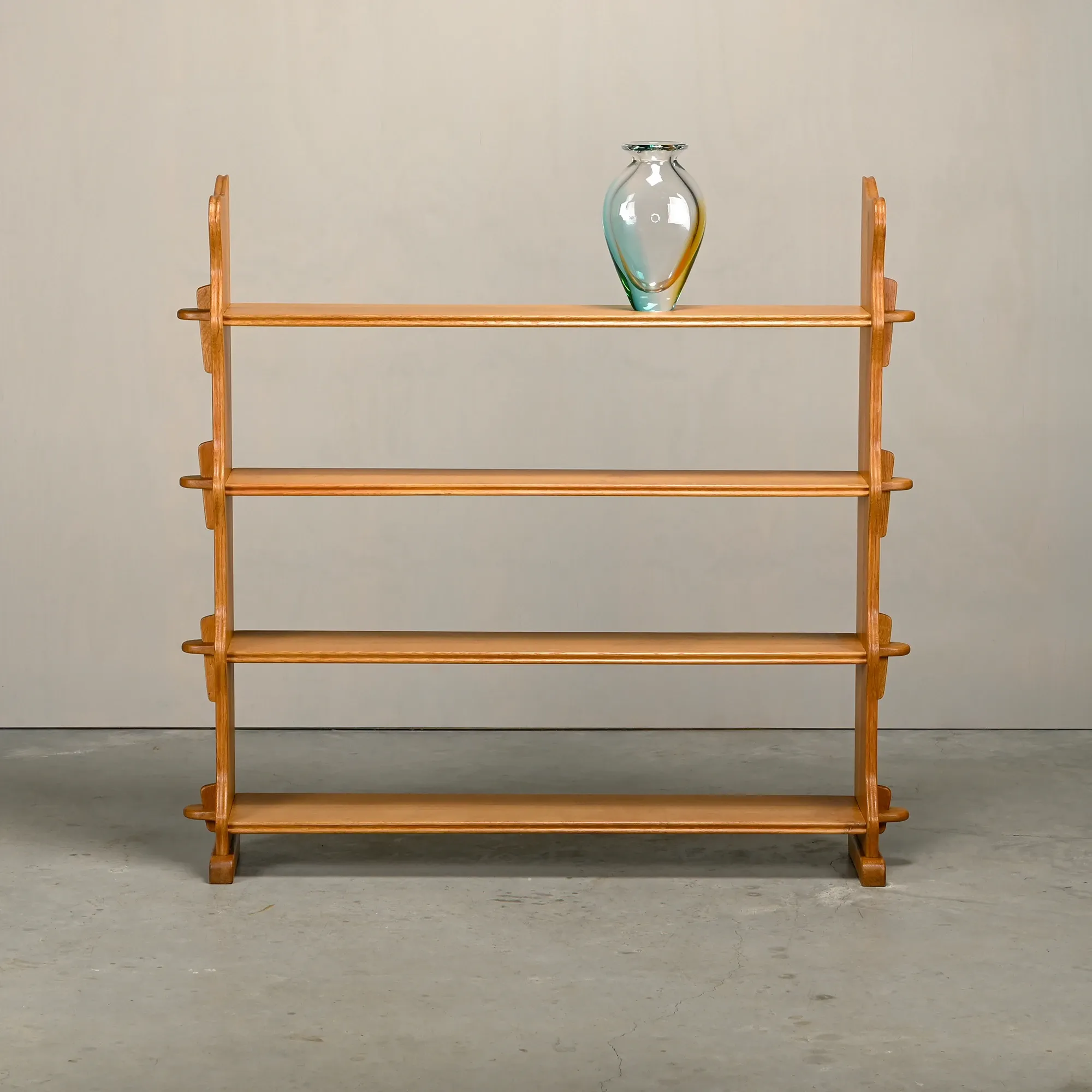 Shelf in Brutalist Henning Kjærnulf or Arts and Crafts style solid Oak 1960