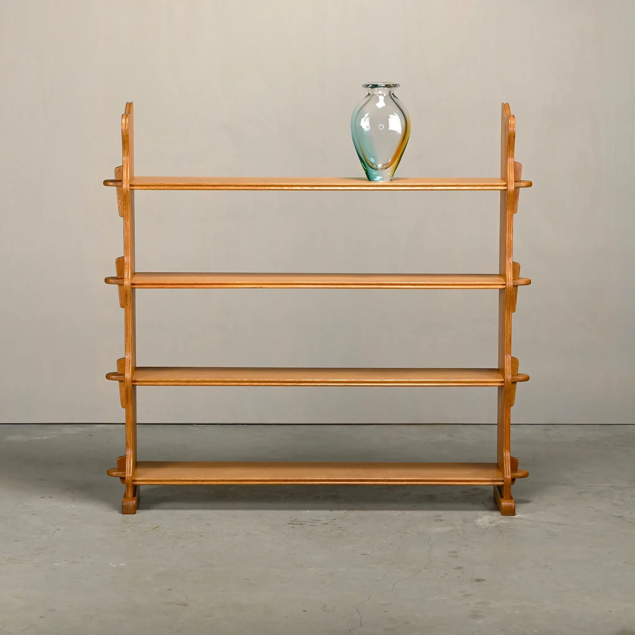 Shelf in Brutalist Henning Kjærnulf or Arts and Crafts style solid Oak 1960
