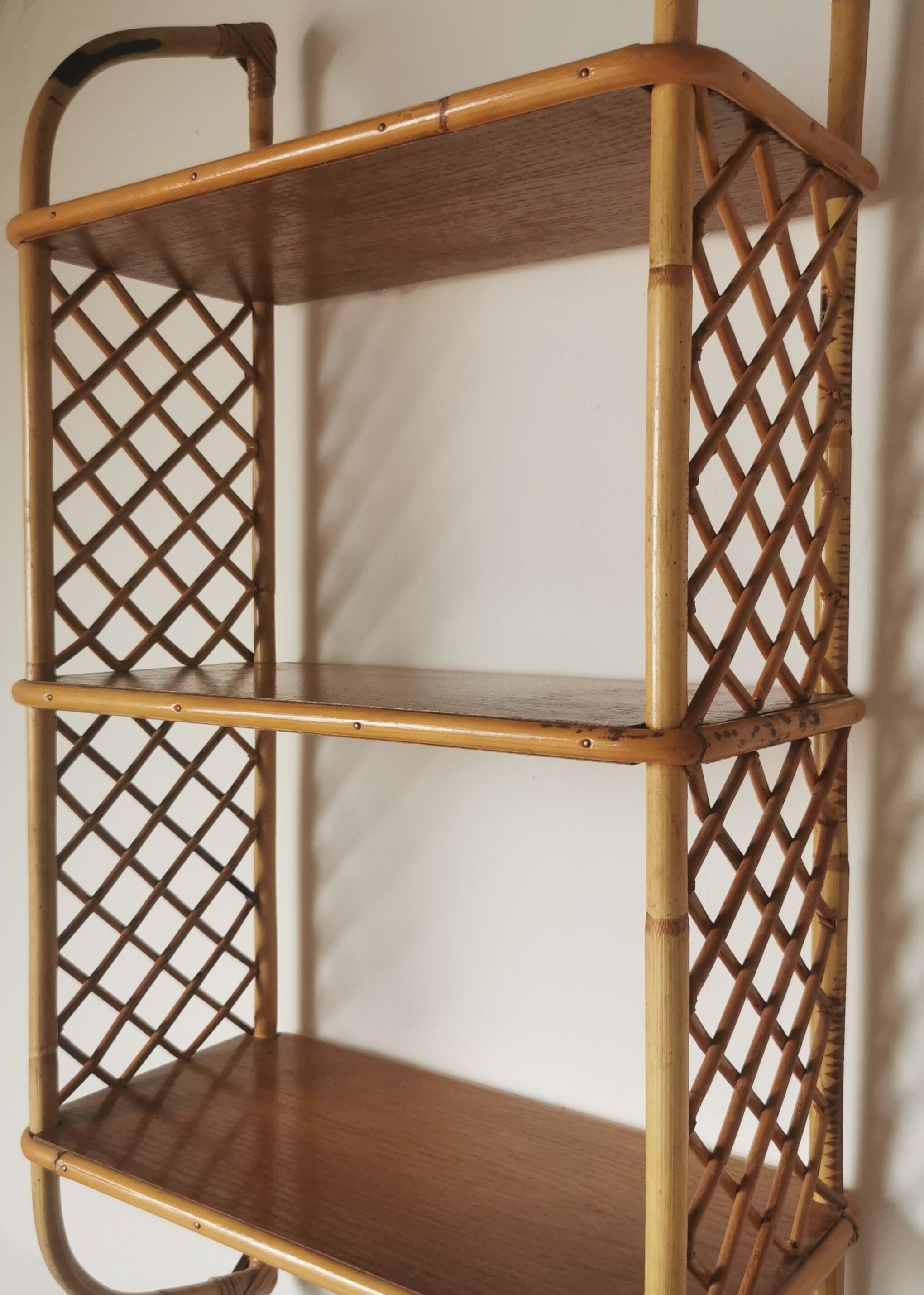 Vintage rattan wall shelf