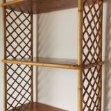 Vintage rattan wall shelf