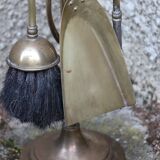 Brass fireplace servant with pair of cast iron pegs with vintage brass ball year 60