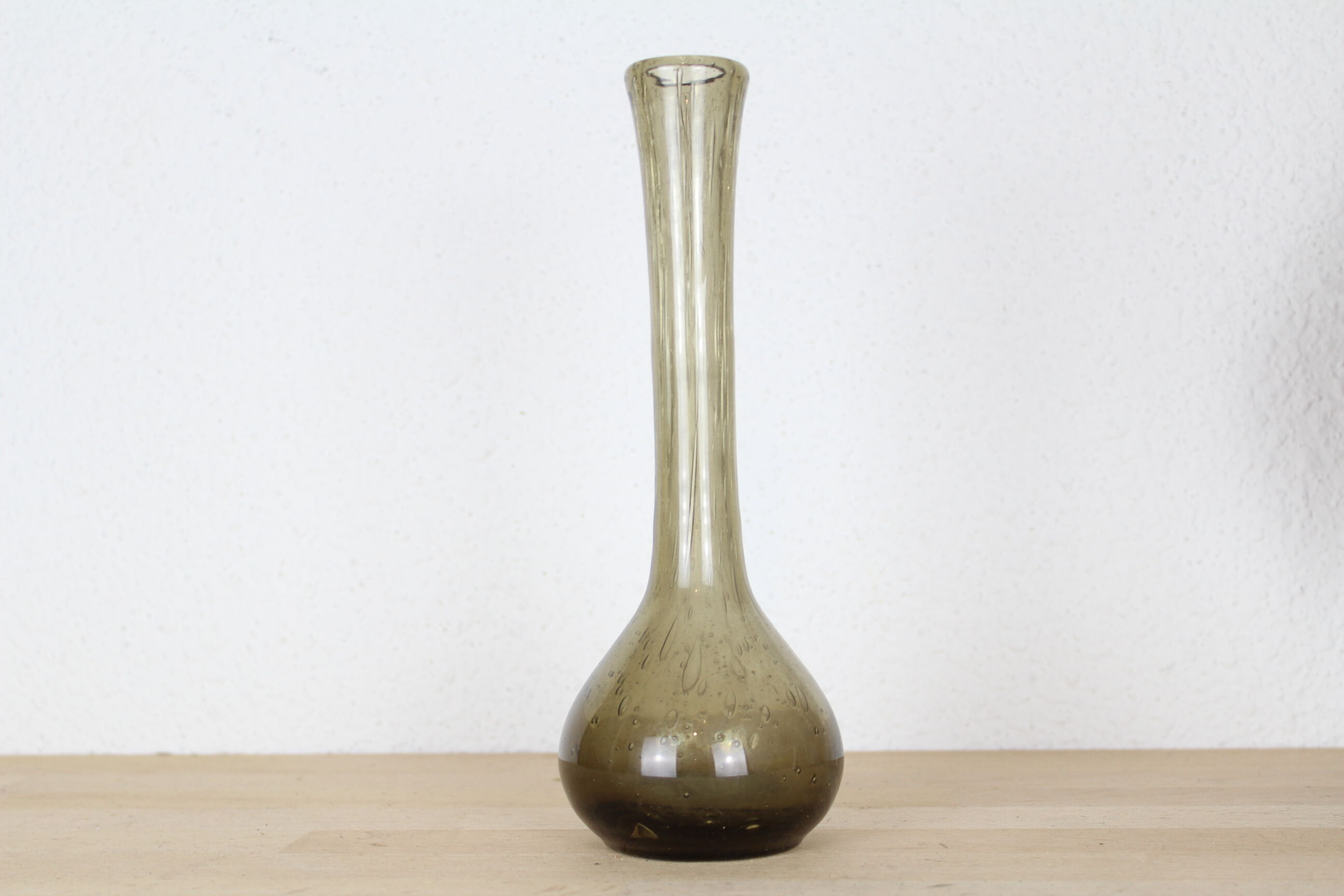 Biot bubbled glass soliflore vase, smoked