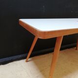 Wooden coffee table, children's desk glass top, interier praha, 1960, Czechoslovakia