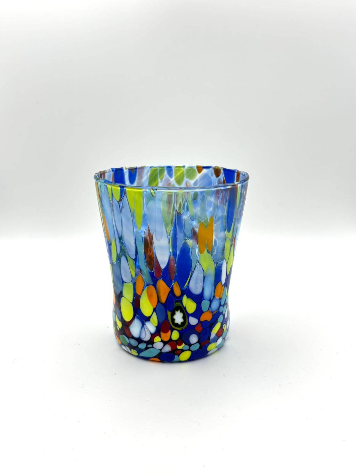Set of 6 blown glass glasses with Murano murrine.