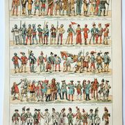 Old engraving 1898, Historical military costumes • Original and vintage lithograph