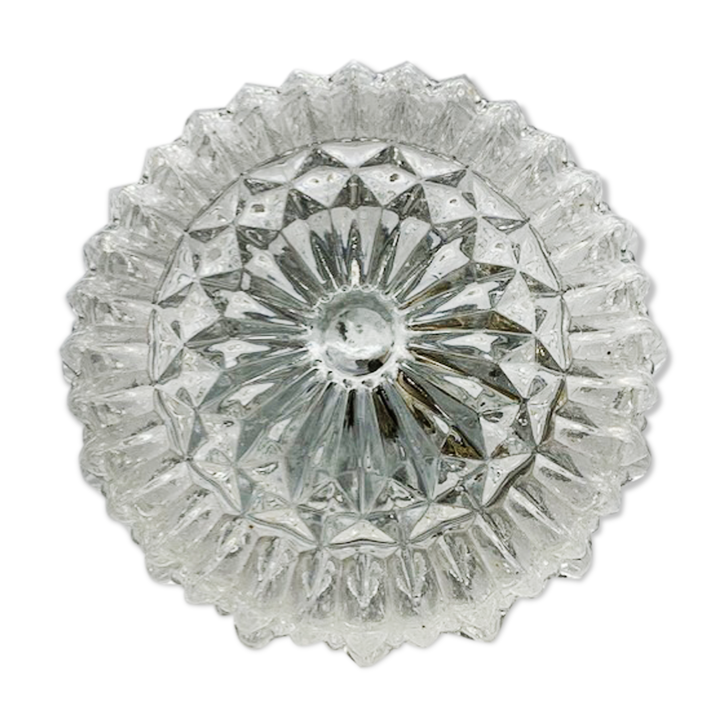 Ceiling lamp window in chiseled glass diamond tip of the 60s-70s
