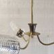 Brass three-light chandelier with glass tulips - 1950s/60s