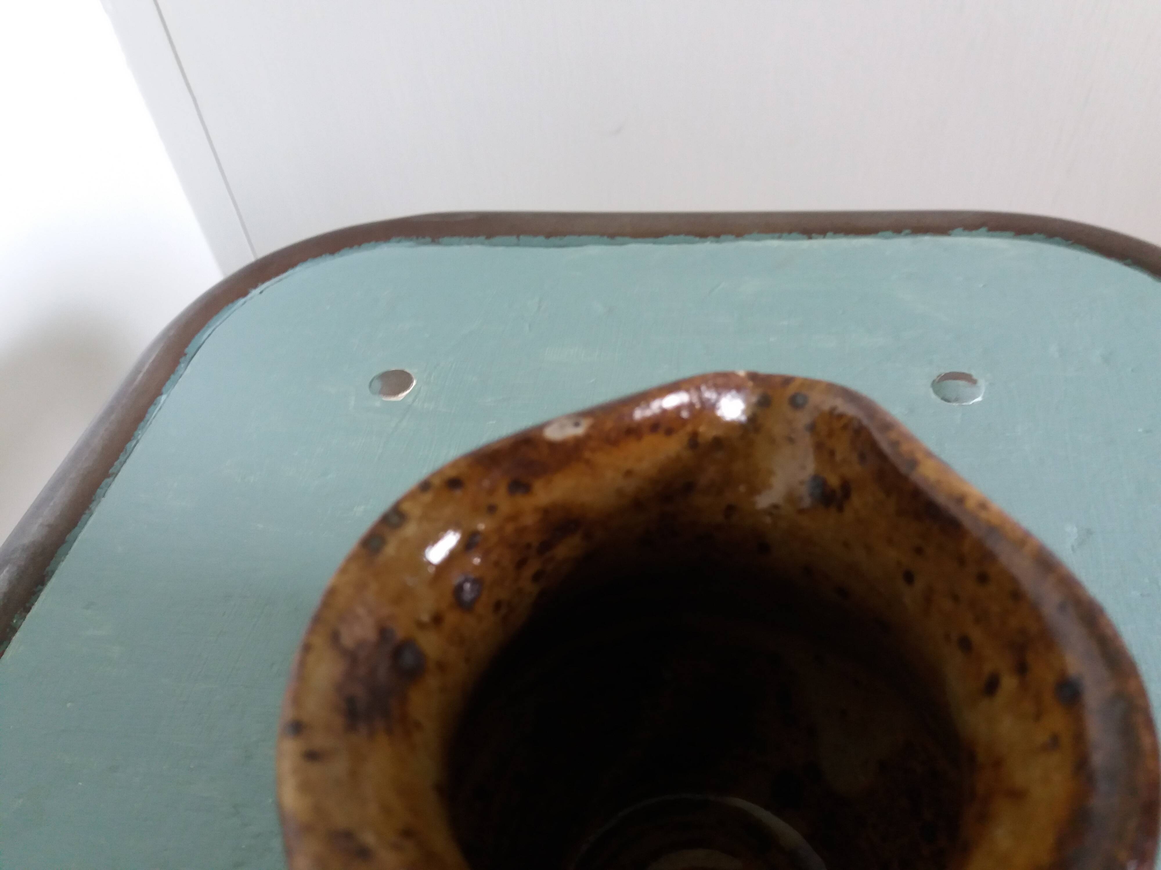 Stoneware pitcher signed cg