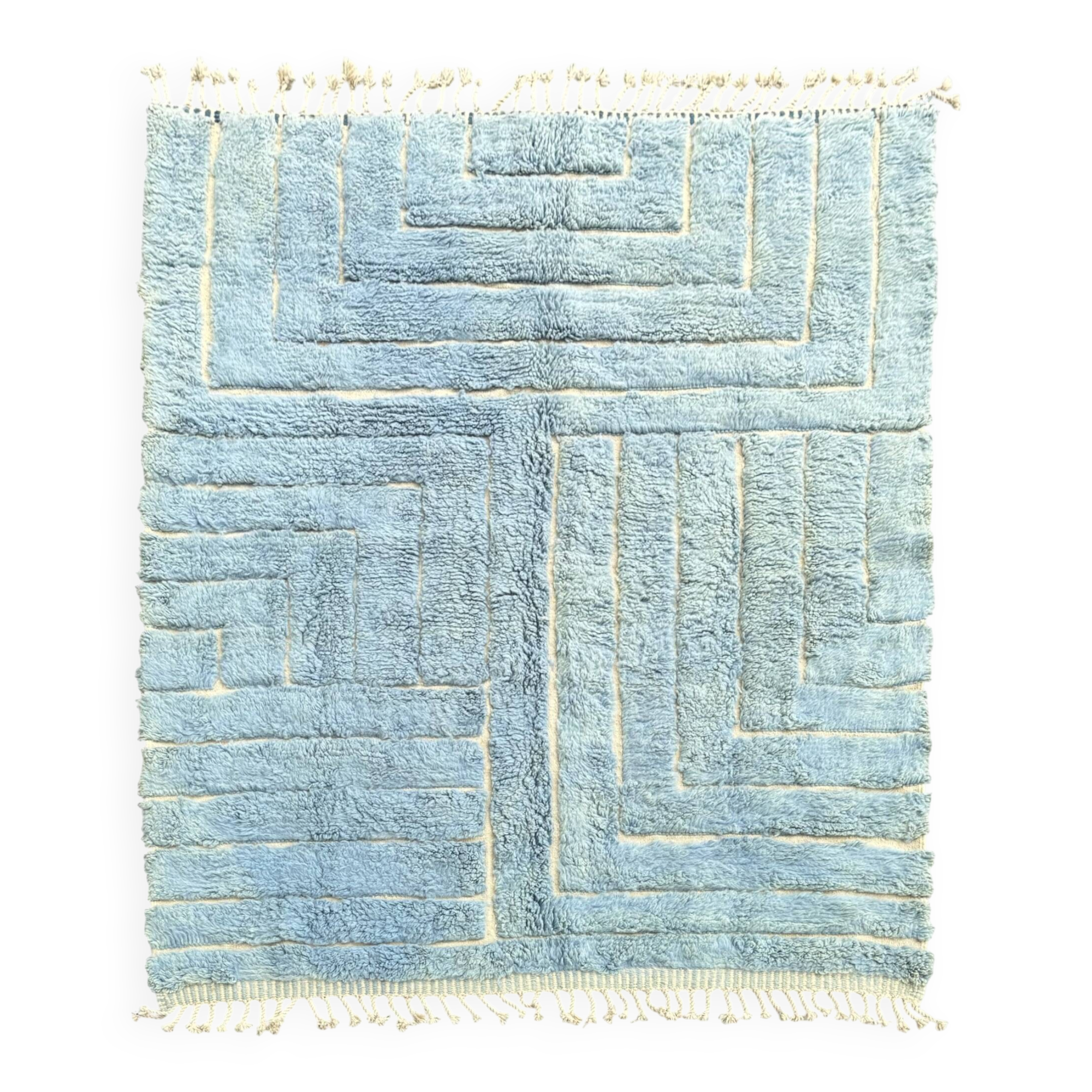 Berber Moroccan Mrirt blue wool rug