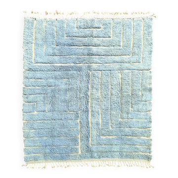 tapis marocain berbere Mrirt bleu en laine