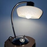Chrome lamp in speckled white clichy glass 1960