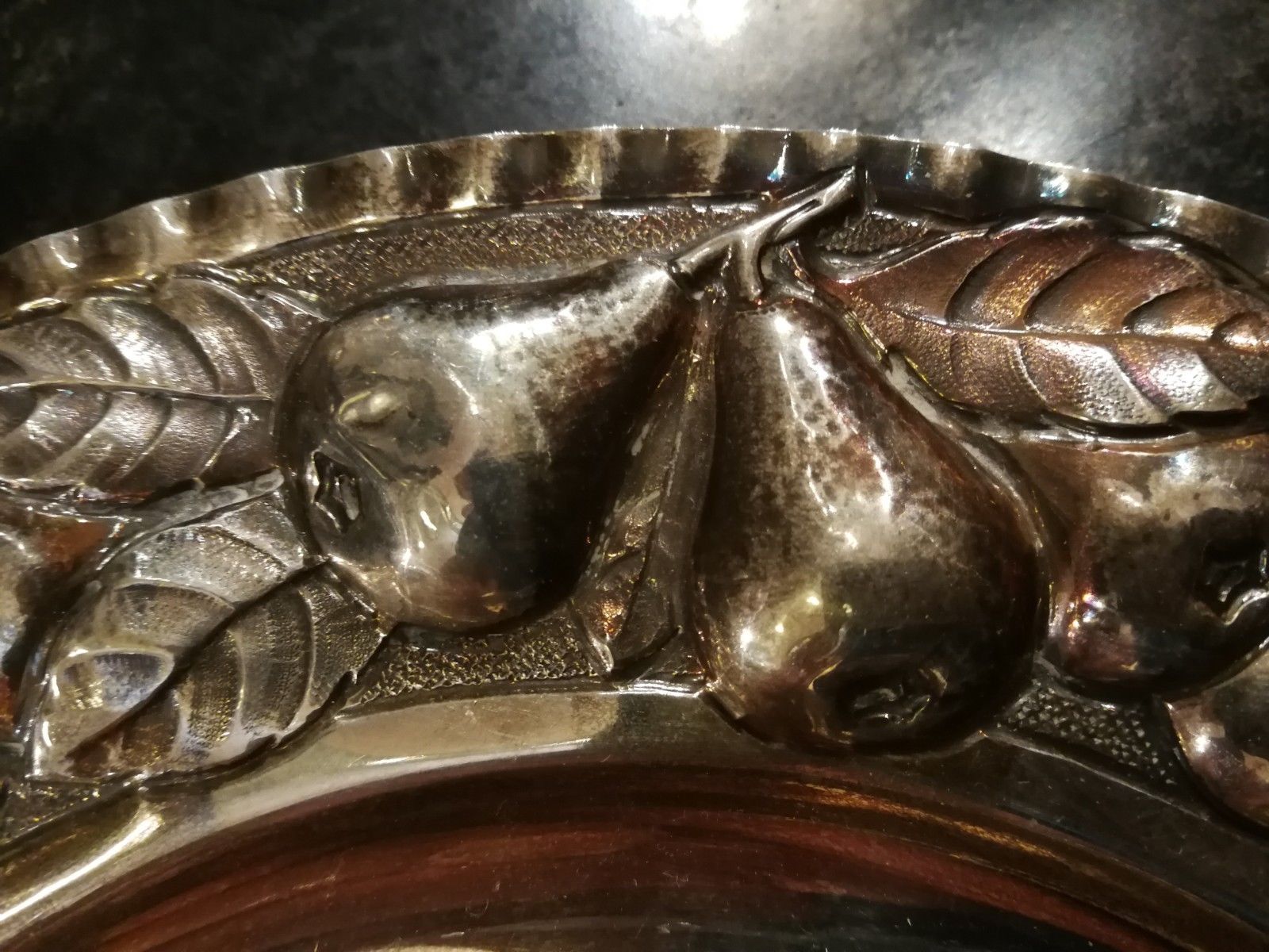 Flat solid silver hallmarks Minerva 950/1000