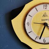 Vintage formica clock silent wall clock 60s "DAM electric yellow black"