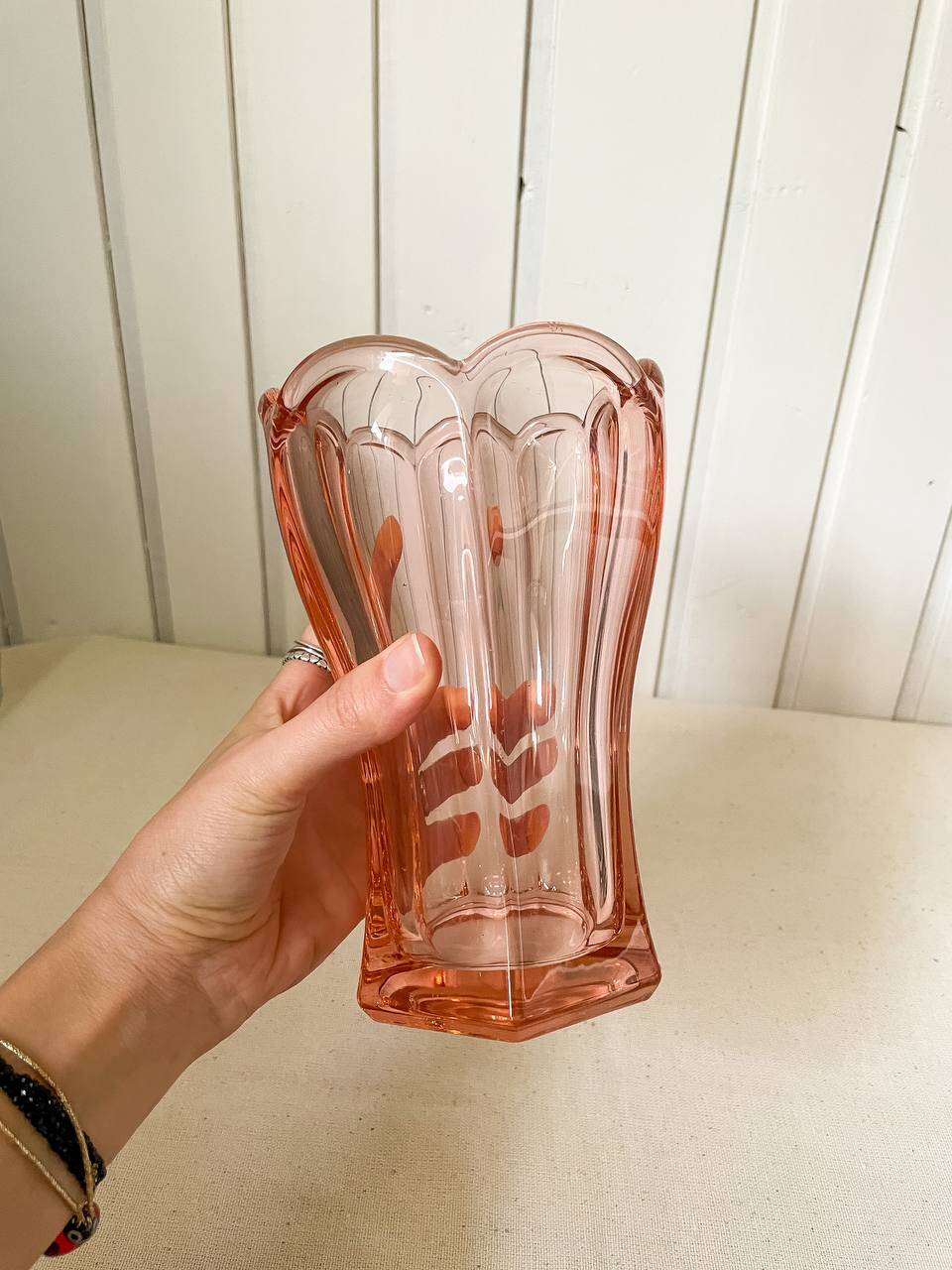 Art Deco Style Pink Glass Vase