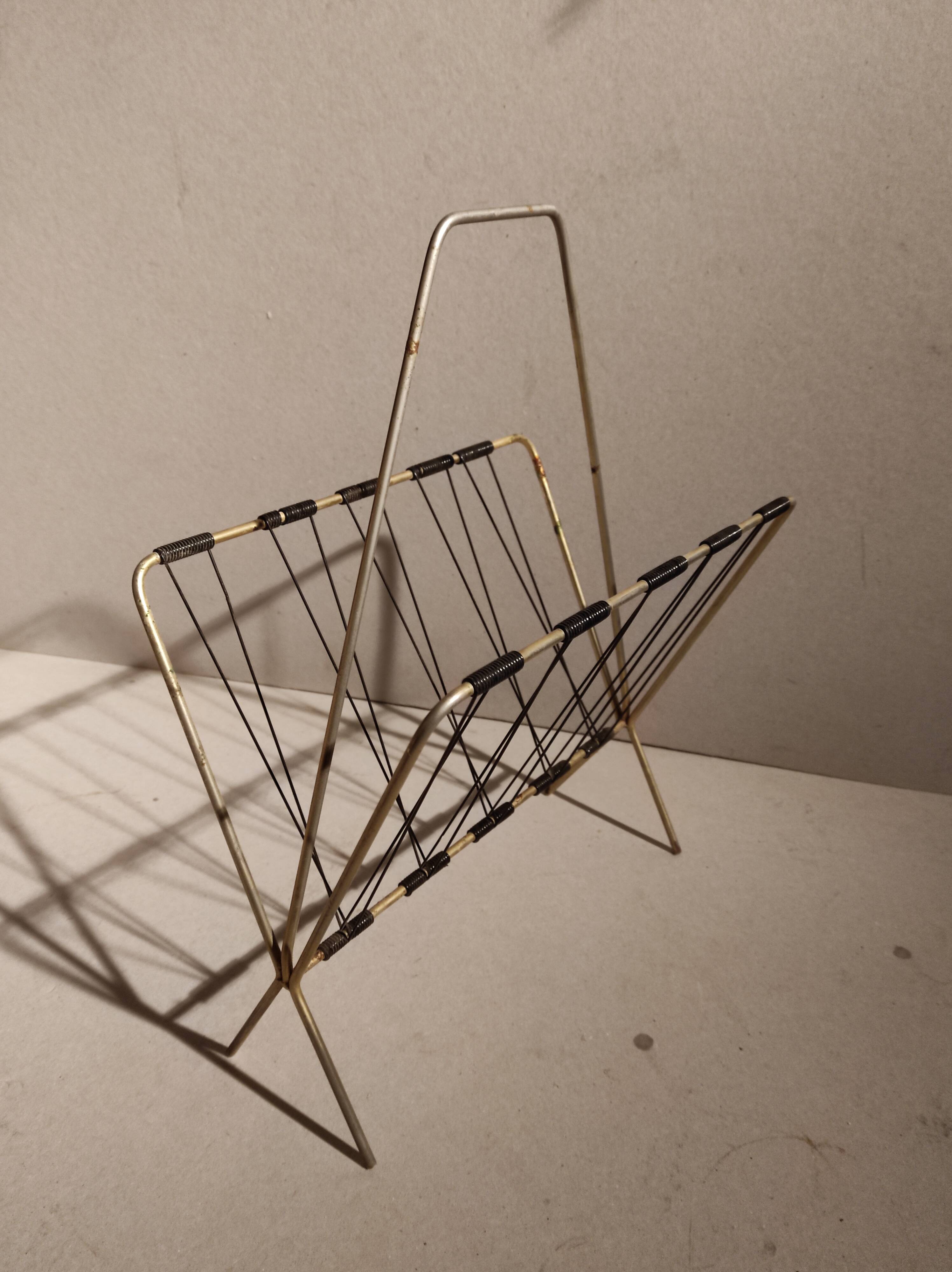 Vintage gold metal and black scoubidou magazine holders