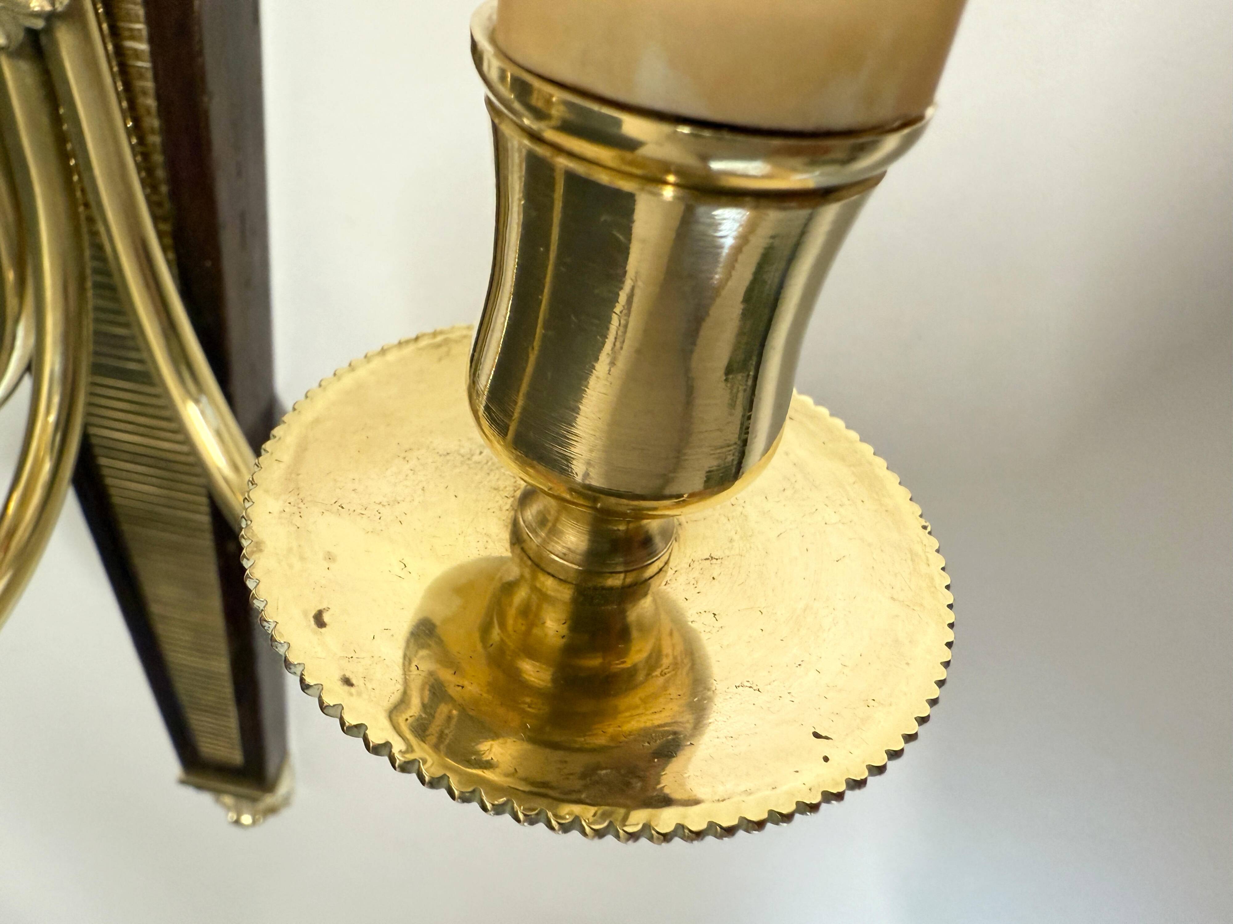 Antique Pair of 3-Light Wall Lights - Gilt Bronze and Mahogany - Neoclassical - 40's