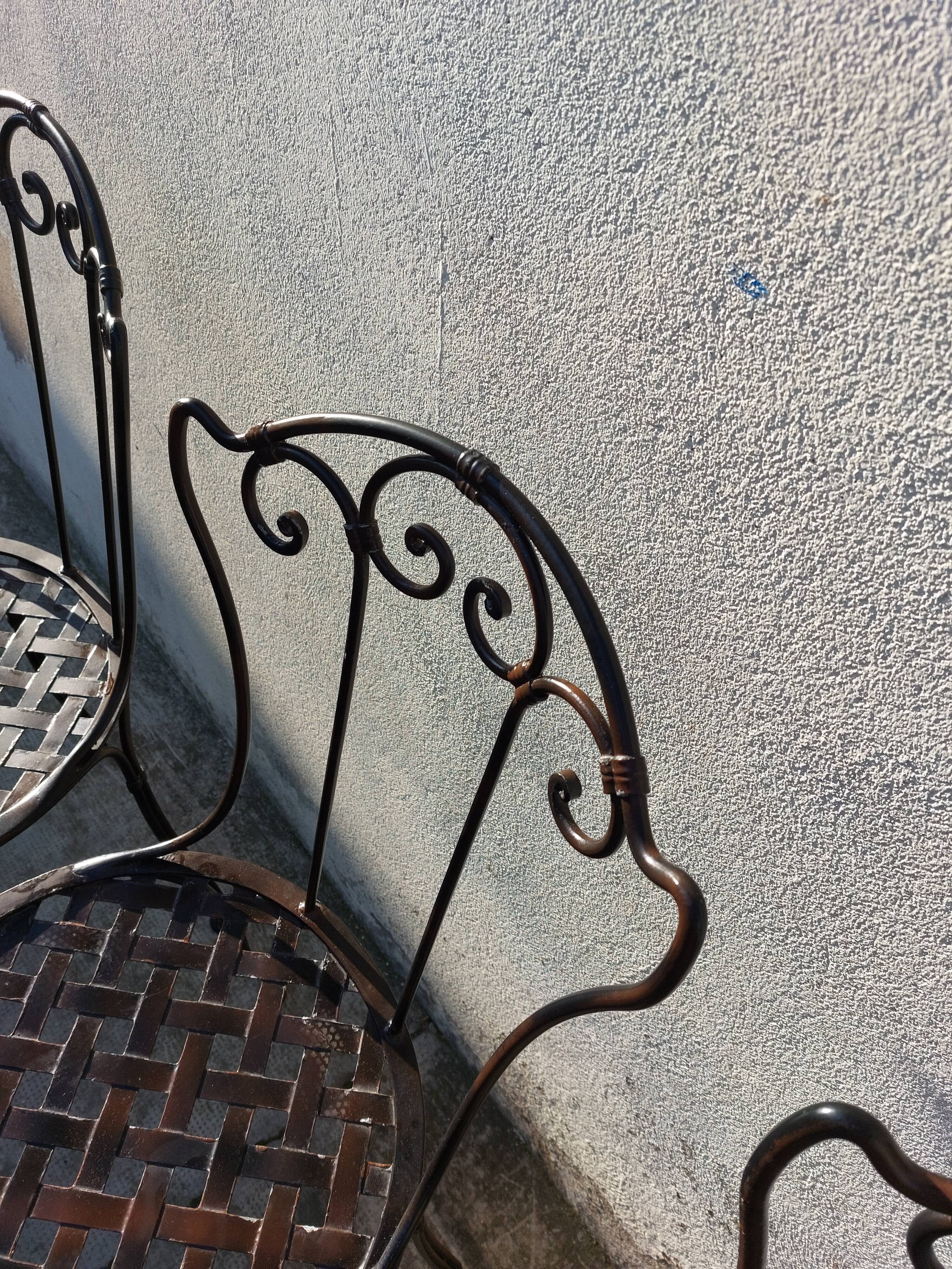 Série de 4 chaises de jardin en fer forgé
