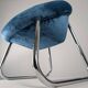 Pair of Italian Chrome and Blue Velvet Armchairs, 1970s