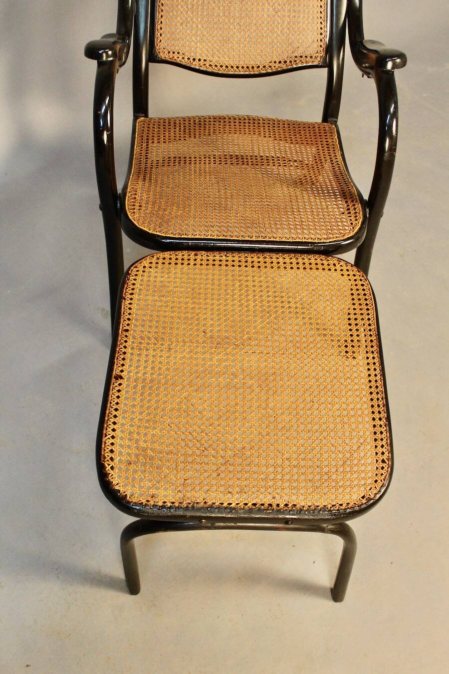 Bentwood cane armchair with mechanism and footrest
