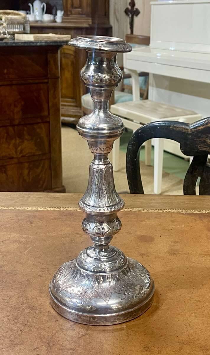 Silver metal candle holder from the early 20th century