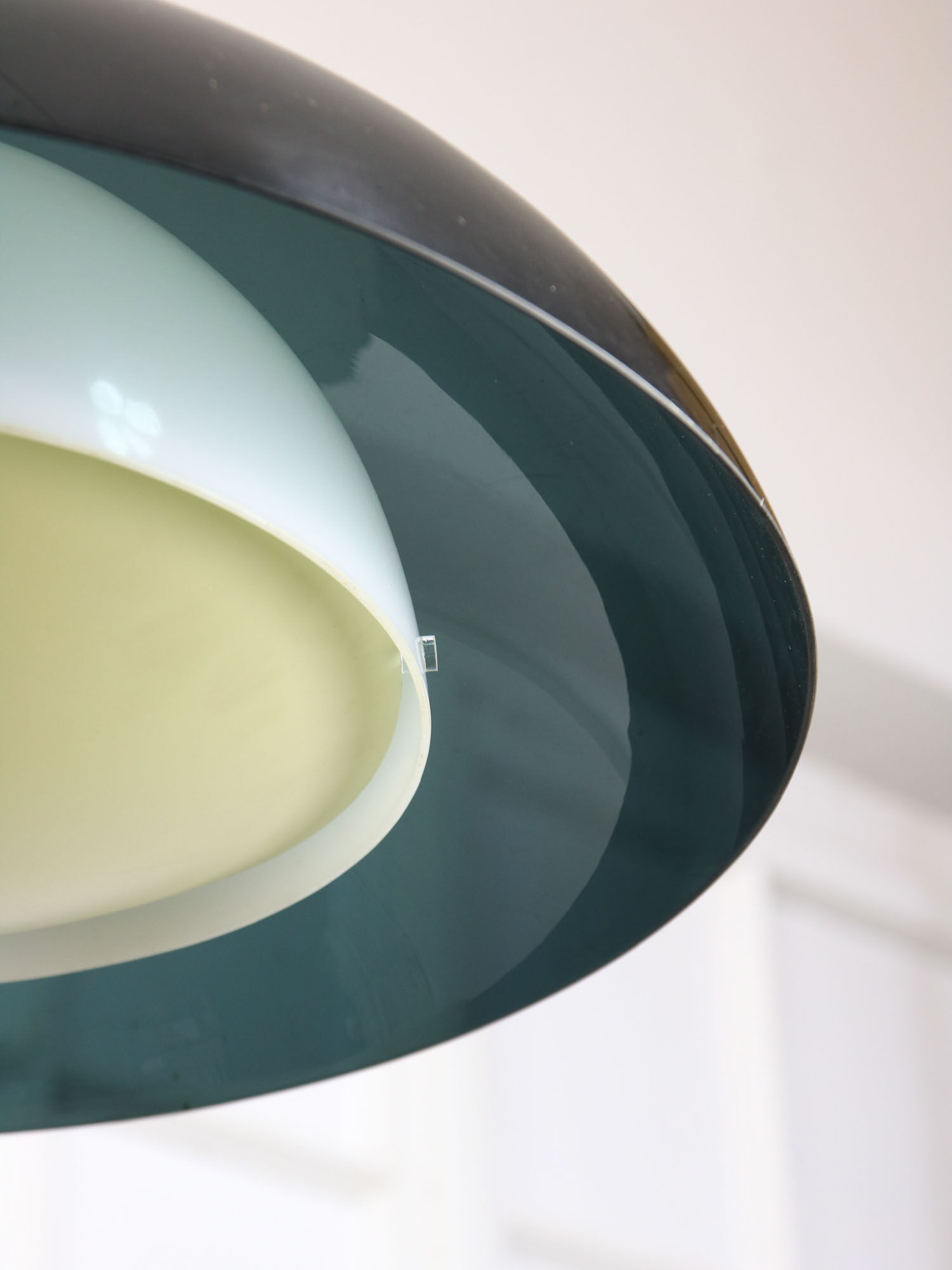 Italian green space age pendant lamp in plexiglass, 70s