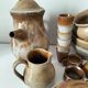 Vintage stoneware country house brunch service – teapot and bowls