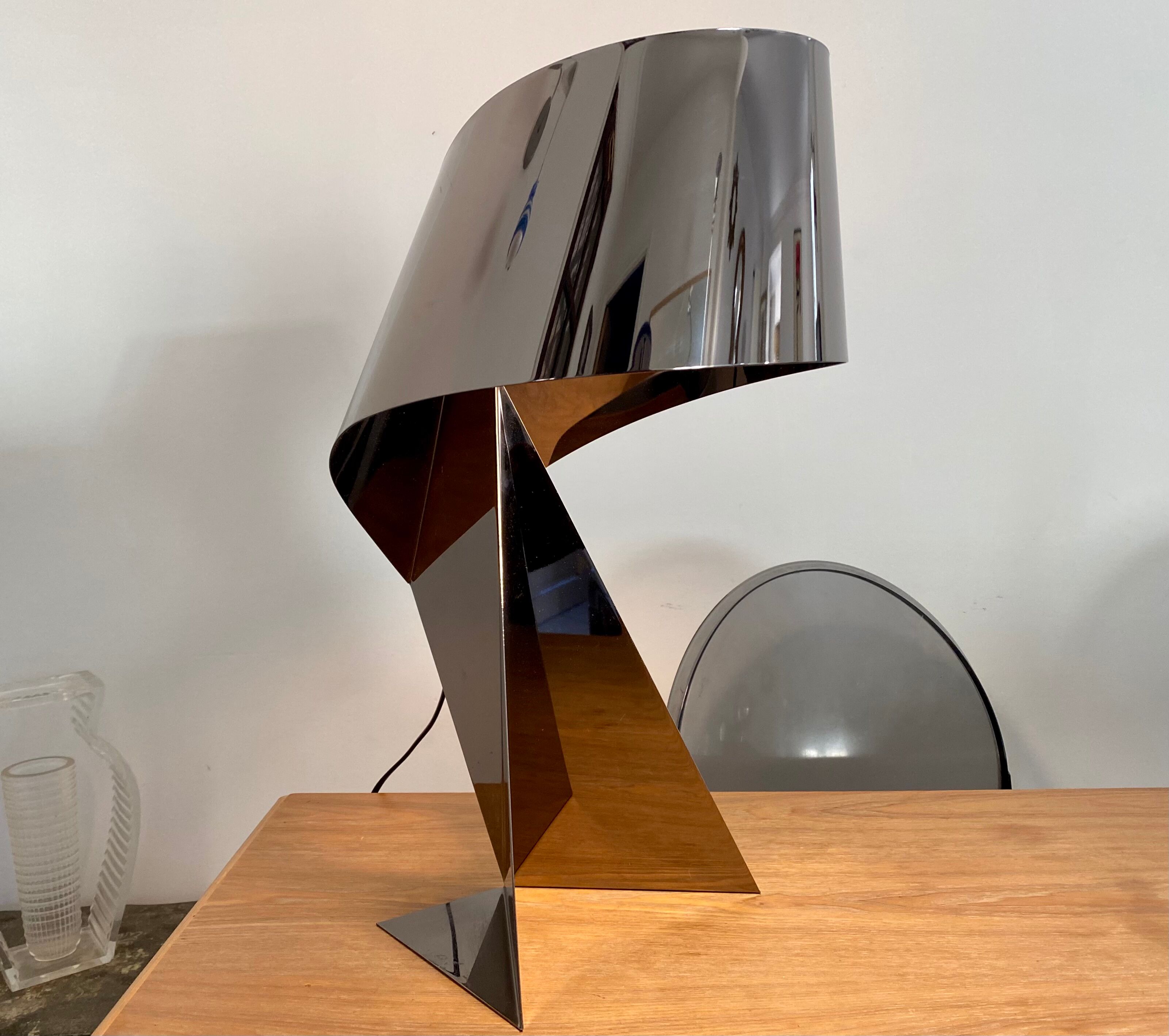 Ribbon Design Claire Norcross limited edition chrome brown table lamp
