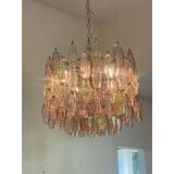 Contemporary Multicolor "Poliedri" Murano Glass Chandelier in Venini Style