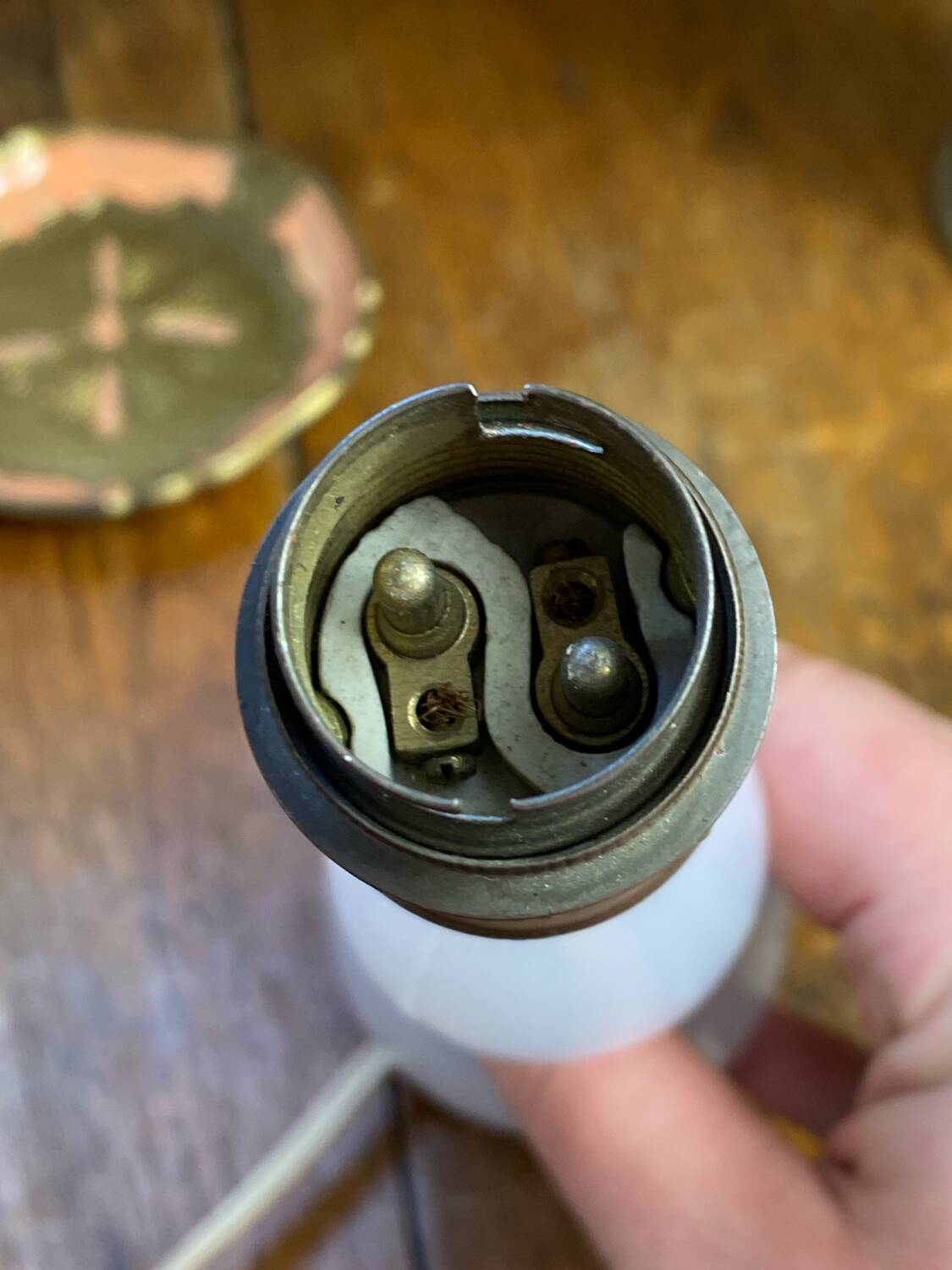 Glass and brass lamp