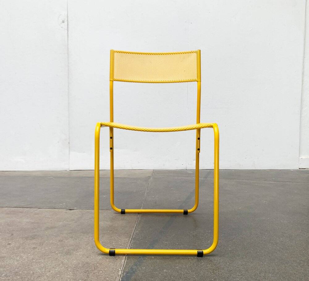 Italian perforated metal chair from the mid-century space age, 1960s.