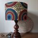 rustic chic solid wood lamp, ethnic wax lampshade with circles