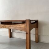 Rectangular coffee table in solid elm, Maison Regain 1960