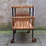 Metal and wicker serving trolley