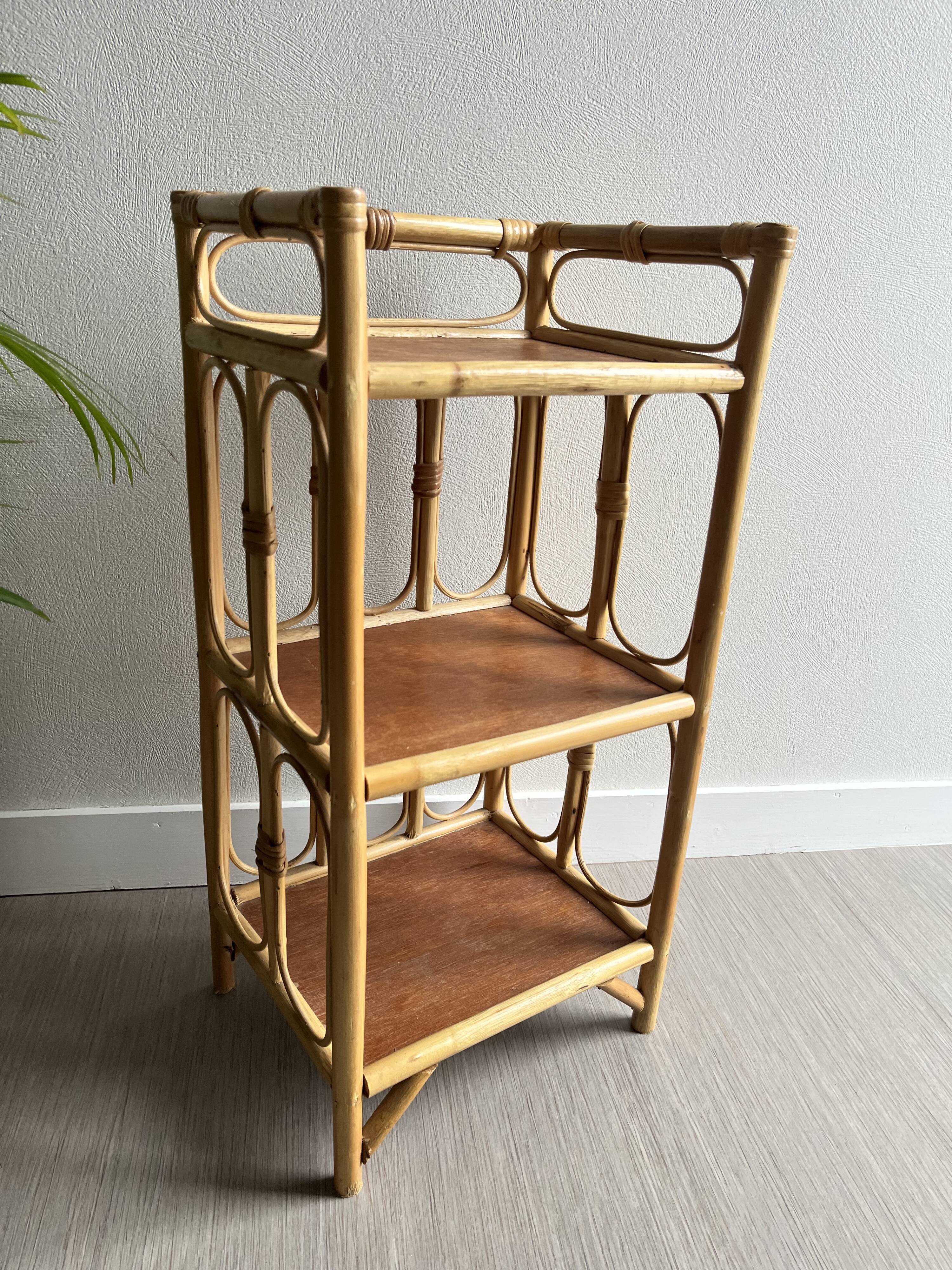 Vintage rattan bedside shelf