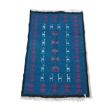 Tapis bleu en laine 195x110cm