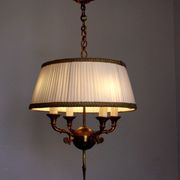 French antique empire style 4 light chandelier pleated cream fabric shade 4311