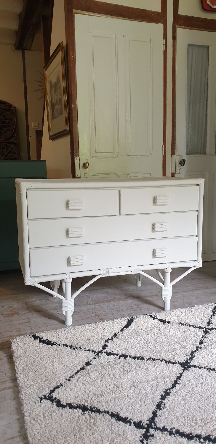 Rattan and bamboo chest of drawers