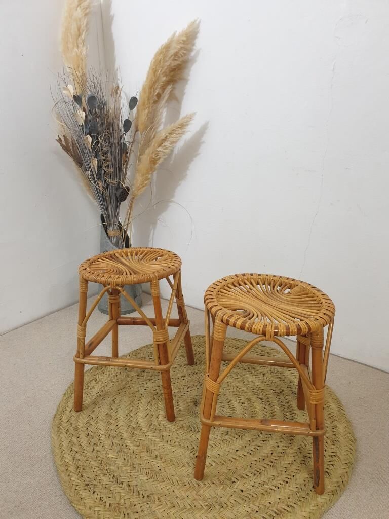 Vintage rattan stools