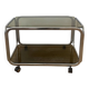 Rolling serving cart in chromed steel and smoked glass, 70s design