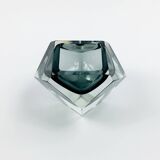 Diamond-Shaped Murano Faceted Glass Sommerso Ashtray/Vide Poche by Flavio Poli for Seguso, Italy