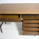 Vittorio Dassi Mid-Century Italian Teakwood Writing Desk and Chair, 1950