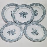 Set of 5 flat plates in St Amand earthenware, Valérie model, Ironstone