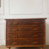 Vintage rattan chest of drawers with 4 drawers