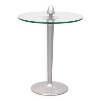 Post Modern Round Glass side table 1980s