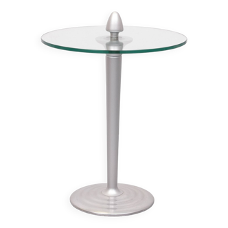 Table d'appoint ronde post-moderne en verre 1980