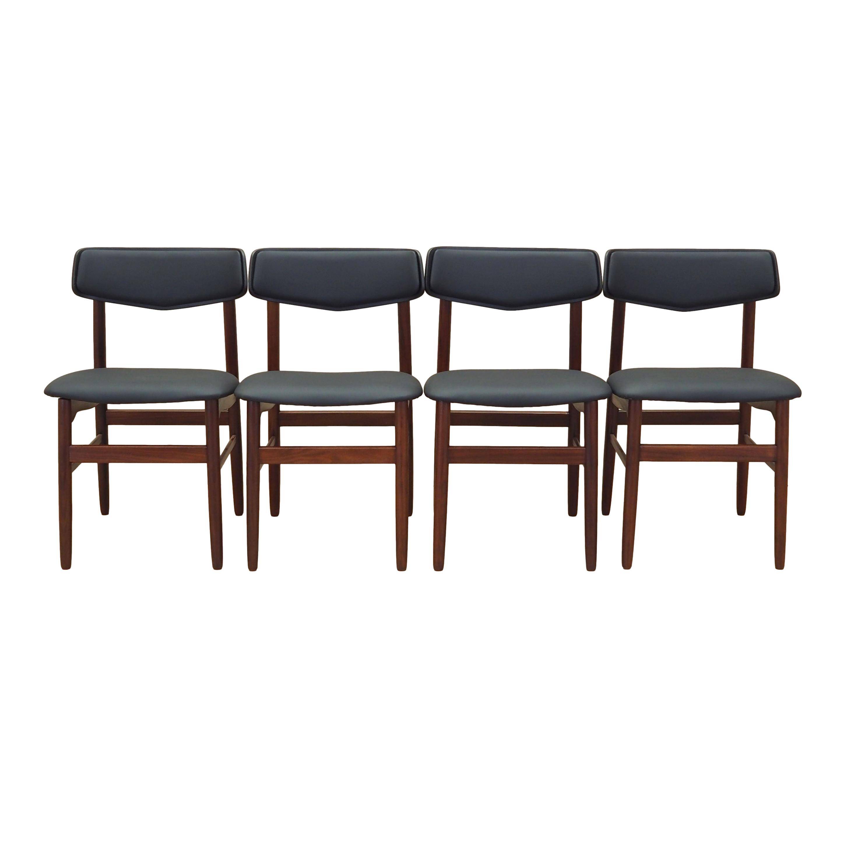 Set of four teak chairs, Danish design, 1960s, production: Denmark