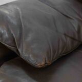 Brown leather 2-seater sofa Cassina Maralunga by Vico Magistretti