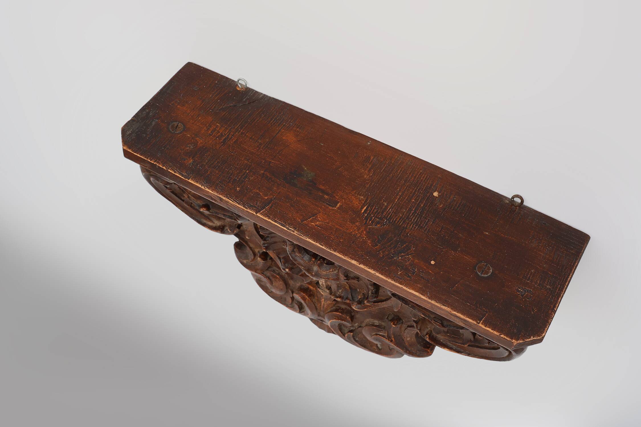 Antique wooden wall mounted carved console, France ca. 1850
