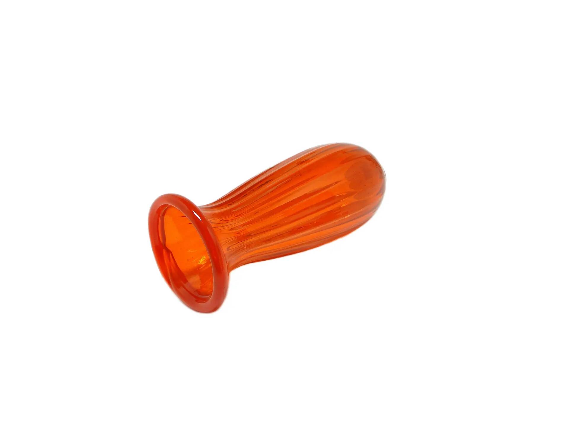 Vase, mid-century modern, orange glass, Poland, 1970s.